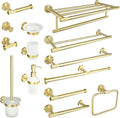 Brushed Gold Bathroom Accessories Towel Holder Cup Holder Towel Ring Hanger Paper Holder Toilet Holder Coat Hook(4 PCS Set C)
