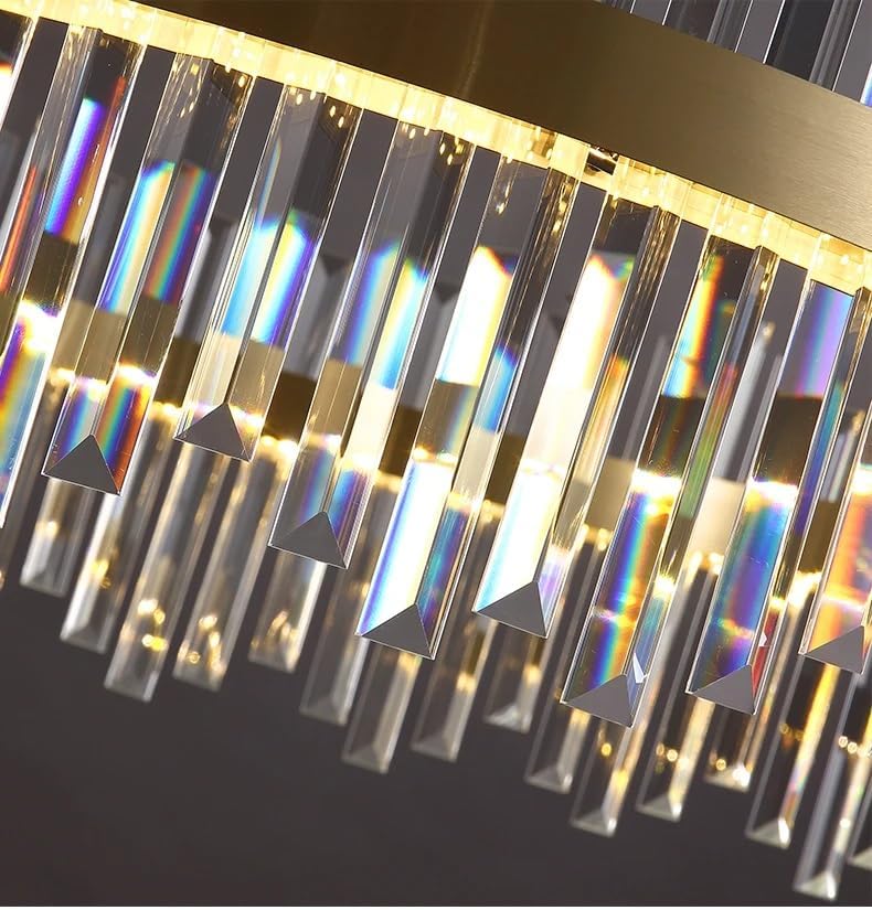 Diammble Oval LED Gold Silver Crystal Hanging Lamps Lustre Chandelier Lighting Suspension Luminaire Lampen for Foyer,Dining Light Fixtures