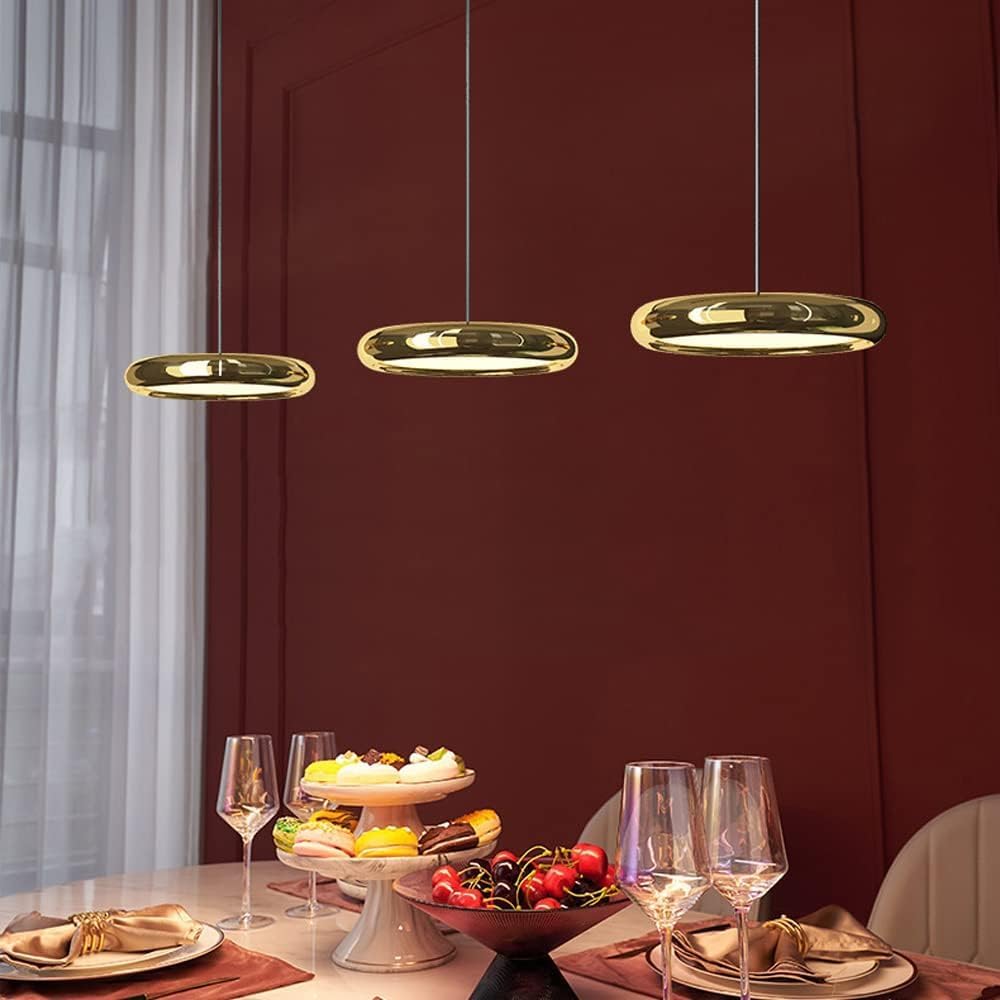 Postmodern Metal Pendant Light LED Dimmable Ceiling Hanging Lamp 1, Home Adjustable Suspended Fixture - Kitchen Dining Table Chandelier Silver Gold,Chandelier