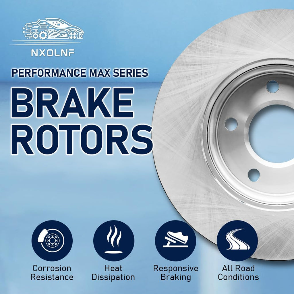Brake Pads w/Vented Rotors 10.16inch (258mm) for Ford Fiesta 1.6L 2011 2012 2013 2014 2015 2016 2017 2018 2019, for Fiesta 1.0L 2014 2015 2016 2017 6Pcs Front Replacement Brakes Kit
