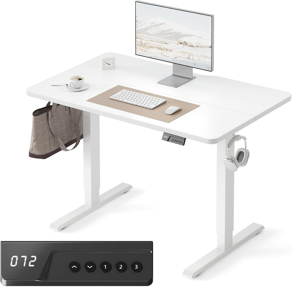 FEZIBO Electric Standing Desk Adjustable Height, 40 x 24 Inch Sit and Stand Desk, Home Office Desk, Ergonomic Workstation Computer Desk, White