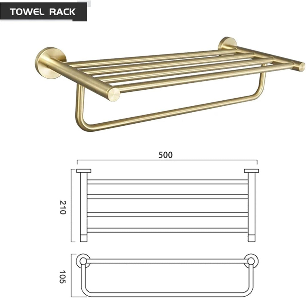 Gold Bathroom Accessories Towel Bar Rail Shelf Toilet Holder Wall Mount Paper Holder Robe Hook Soap Dispenser Towel Ring(Towel Rack)