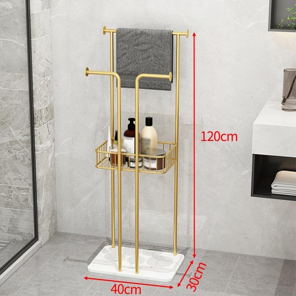Floor Standing Towel Rack Modern Bathroom Towel Rack Floor Simple Marble Hotel High-end(Gold)