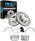 TRQ Front Brake Pad and Rotor Set Ceramic Rotors Calipers Hoses Compatible with 2000 Subaru Outback