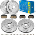 PHILTOP Front & Rear Brake Kit For 2003 2004 2005 2006 2007 2008 Honda Pilot, Drilled & Slotted Brake Rotors Ceramic Brakes Pads Replacement : 11.81' inch Front, 12.32' inch Rear Rotor