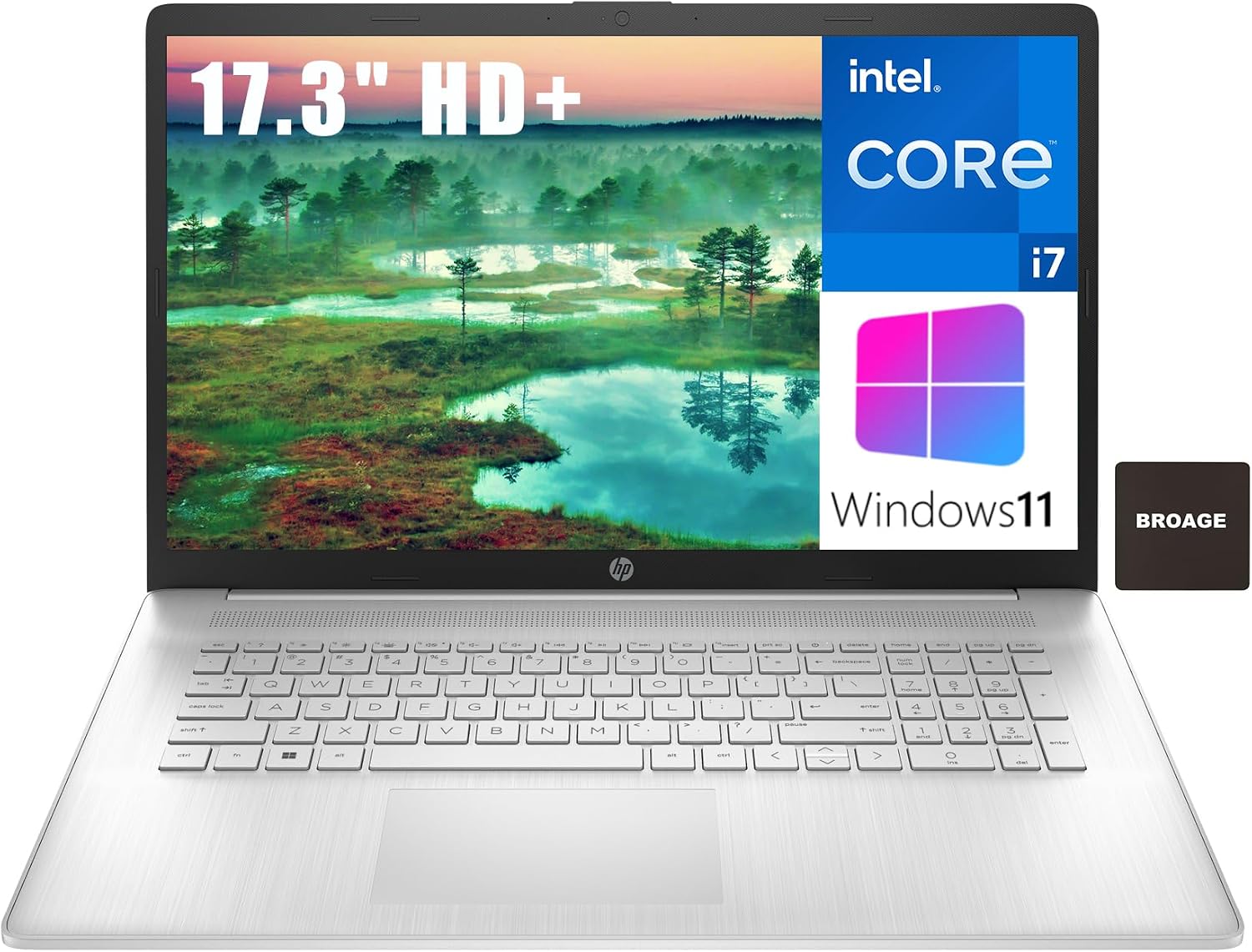HP 17 17.3' HD+ Laptop Computer, 12th Gen Intel 10-Core i7-1255U up to 4.7GHz, 64GB DDR4 RAM, 2TB PCIe SSD, 802.11AC WiFi, Bluetooth 5.0, Natural Silver, Windows 11 Home, Zivcul