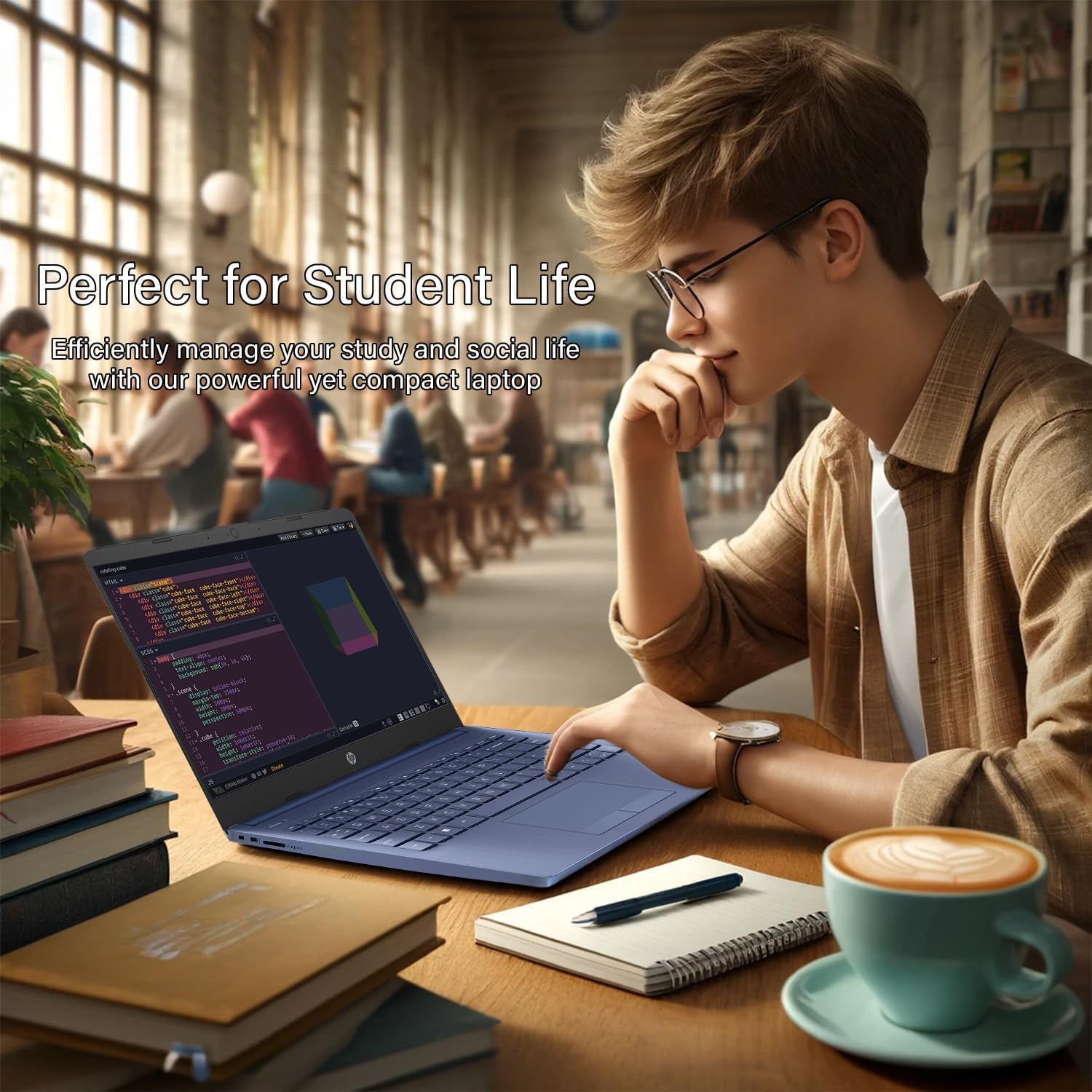 HP 14' Royal Blue Laptop – Vibrant & Stylish Student Notebook, 8GB RAM, 1.1TB Storage (64GB eMMC + 1TB OneDrive), Microsoft 365 Included, Intel 4-Core Processor, Windows 11