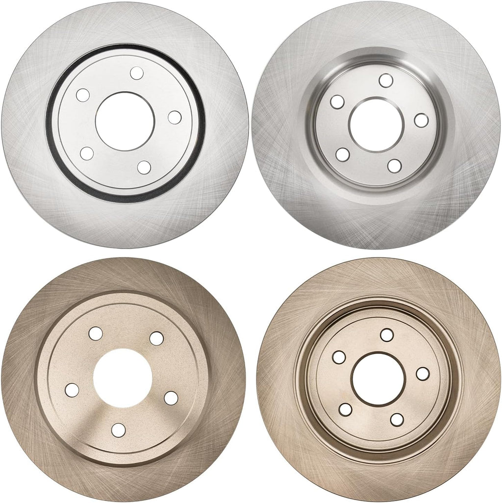 PHILTOP Front & Rear Brake Kit For 2005 2006 2007 2008 2009 2010 Jeep Grand Cherokee, Brake Rotors Ceramic Brakes Pads Replacement : 12.91' inch Front, 12.59' inch Rear Rotor