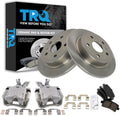 TRQ Rear Brake Pad and Rotor Set Ceramic Solid Rotors Calipers Compatible with 2014-2015 Chevrolet Malibu L4 2.0L