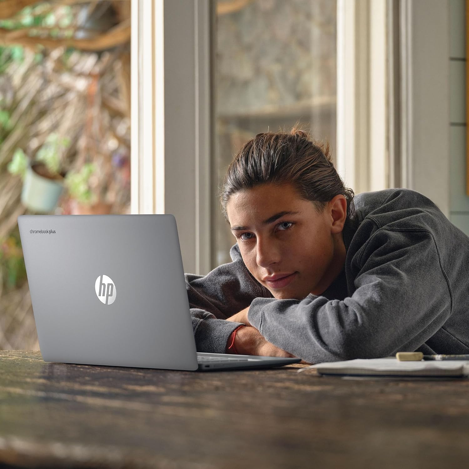 HP Chromebook Plus 14 Laptop (14' FHD Touchscreen, Intel Core i3-N305, 8GB DDR5 RAM, 256GB UFS), 1080p Webcam, Backlit Keyboard, Fast Charge, Wi-Fi 6, Chrome OS w/Wireless Mouse & Protective Sleeve