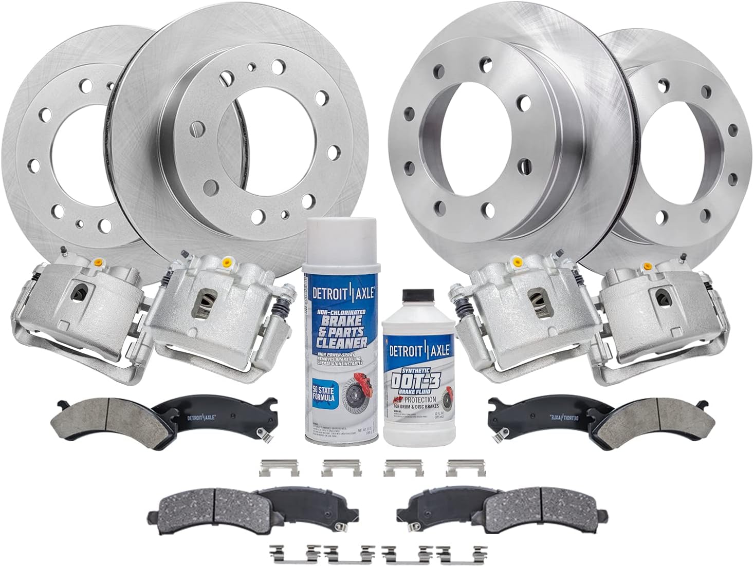 Detroit Axle - Brake Kit for 2003-2020 Express Savana 3500, 2006-2016 Express Savana 2500, Front & Rear Disc Brake Rotors Ceramic Brake Pads Brake Calipers Replacement