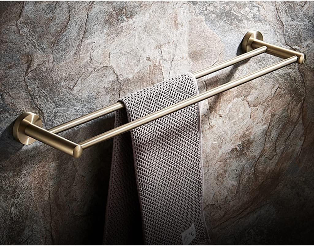 BTZHY Towel Rack Towel Rack Bathroom Hardware Set, Gold Towel Rack, Towel Bar, Towel, Toilet Paper Holder, Susbathroom Accessory Bathroom Hardware/Double Rod The New