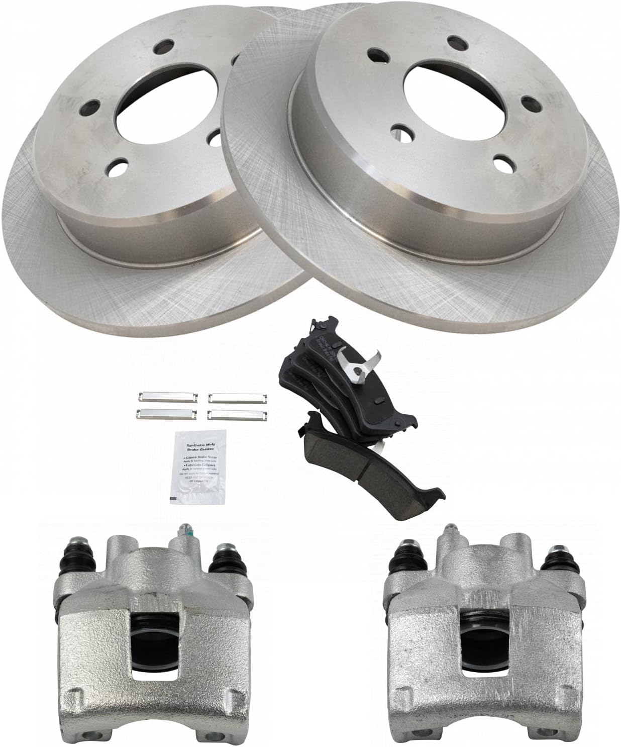 TRQ Rear Brake Pad and Rotor Set Ceramic Rotors Calipers Compatible with 1995-2001 Ford Explorer 1997-2001 Mercury Mountaineer 2002 Ranger