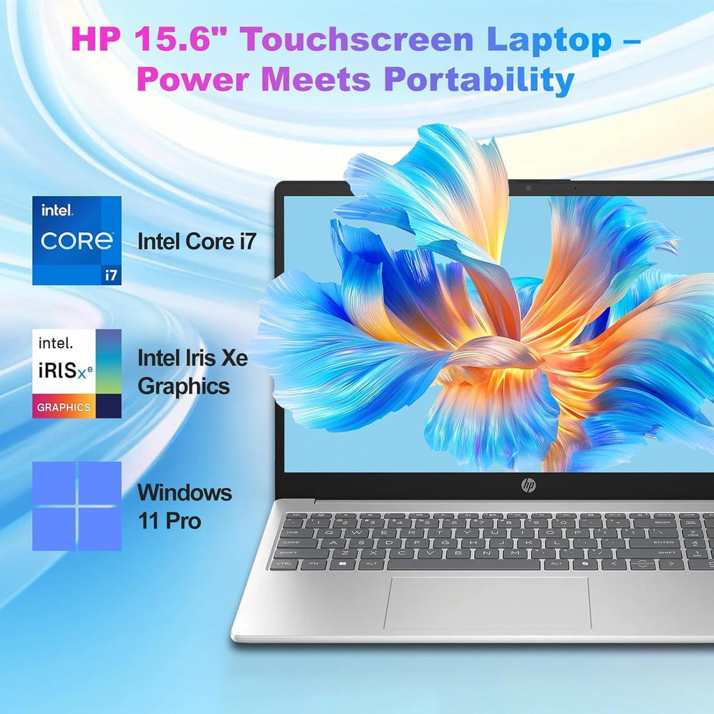 HP 15.6' FHD Touchscreen Business Laptop, 13th Gen Intel i7-1355U, 32GB RAM 2TB SSD, 256gb 9H Docking Station, WiFi 6, Webcam, Bluetooth, Windows 11 Pro, Silver