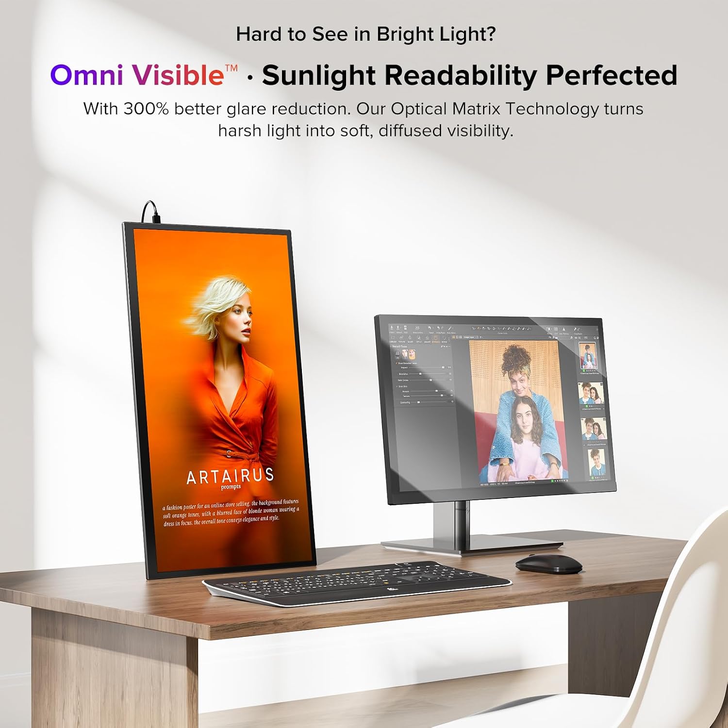 UPERFECT 18.5' Portable Monitor, NxtLED™ Eye Care Display, 120Hz FHD 1080P, 145% sRGB, Anti-Glare Matte Screen, Flicker-Free Low Blue Light, with Stand & VESA for Laptop, PC, Mac, Phone & Game Console