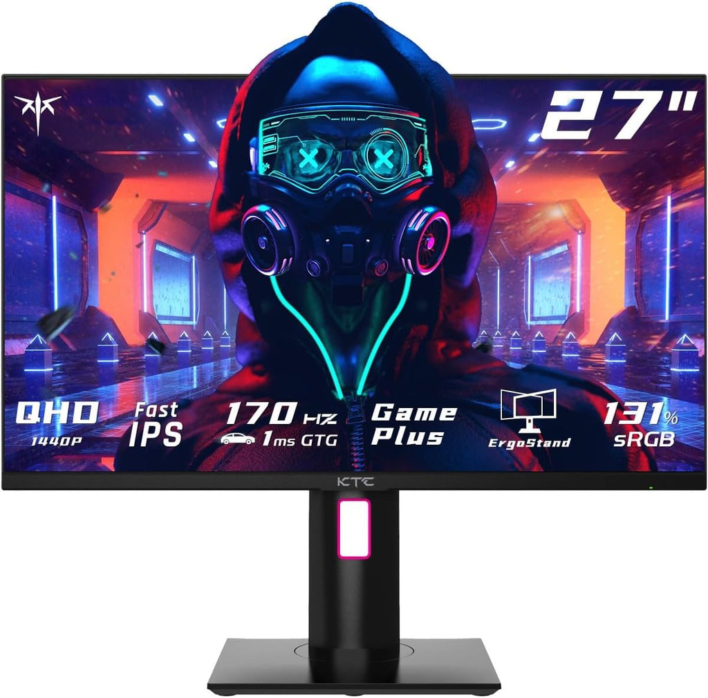 KTC 27' 1440p 170Hz Gaming Monitor, 2K QHD 1ms GTG Fast IPS, HDR, HDMI/USB C/DP, FreeSync & G-Sync, Swivel Tilt Height Pivot Adjustable, H27T22 (Renewed)