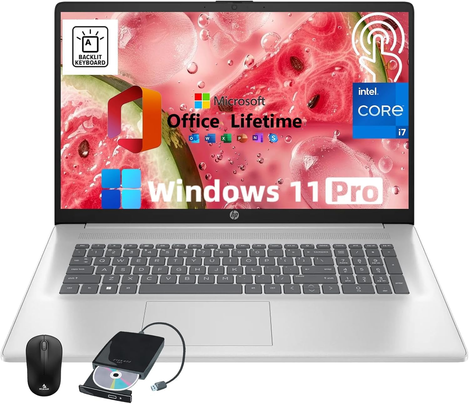 HP 17 inch Touchscreen Laptop Computer Business, MS Office, 17.3' HD+ Display, Intel 10-Core i7-150U(up to 5.4 GHz), Backlit Keyboard, Wi-Fi 6, Windows 11 Pro(64GB RAM|1 TB SSD)