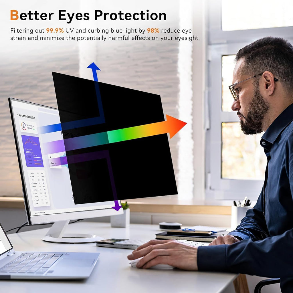 [5-Pack] 23.8 Inch Computer Privacy Screen for 16:9 Widescreen Monitor, Anti Glare Anti-UV Eye Protection Desktop PC LED Monitor Filter, Removable Anti-Scratch Screen Film 23in