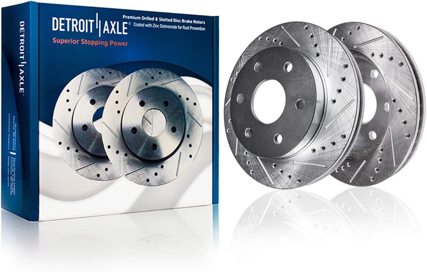 Detroit Axle - 4.2L Brake Kit for Chevrolet Trailblazer GMC Envoy Buick Rainier Drilled & Slotted Rotors Ceramic Brakes Pads Replacement : 11.89'' Front Rotor and 12.8'' Rear