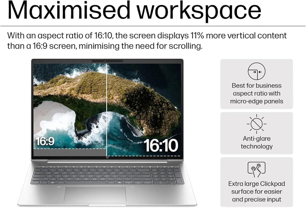 HP ProBook 4 G1a Business AI PC Laptop (16' FHD+, AMD Ryzen 5 230 (> Intel i7-1355U), 32GB DDR5 RAM, 1TB SSD, Radeon 760M Graphics), HP Wolf Security, Backlit, Fingerprint, 1080p Webcam, Win 11 Pro