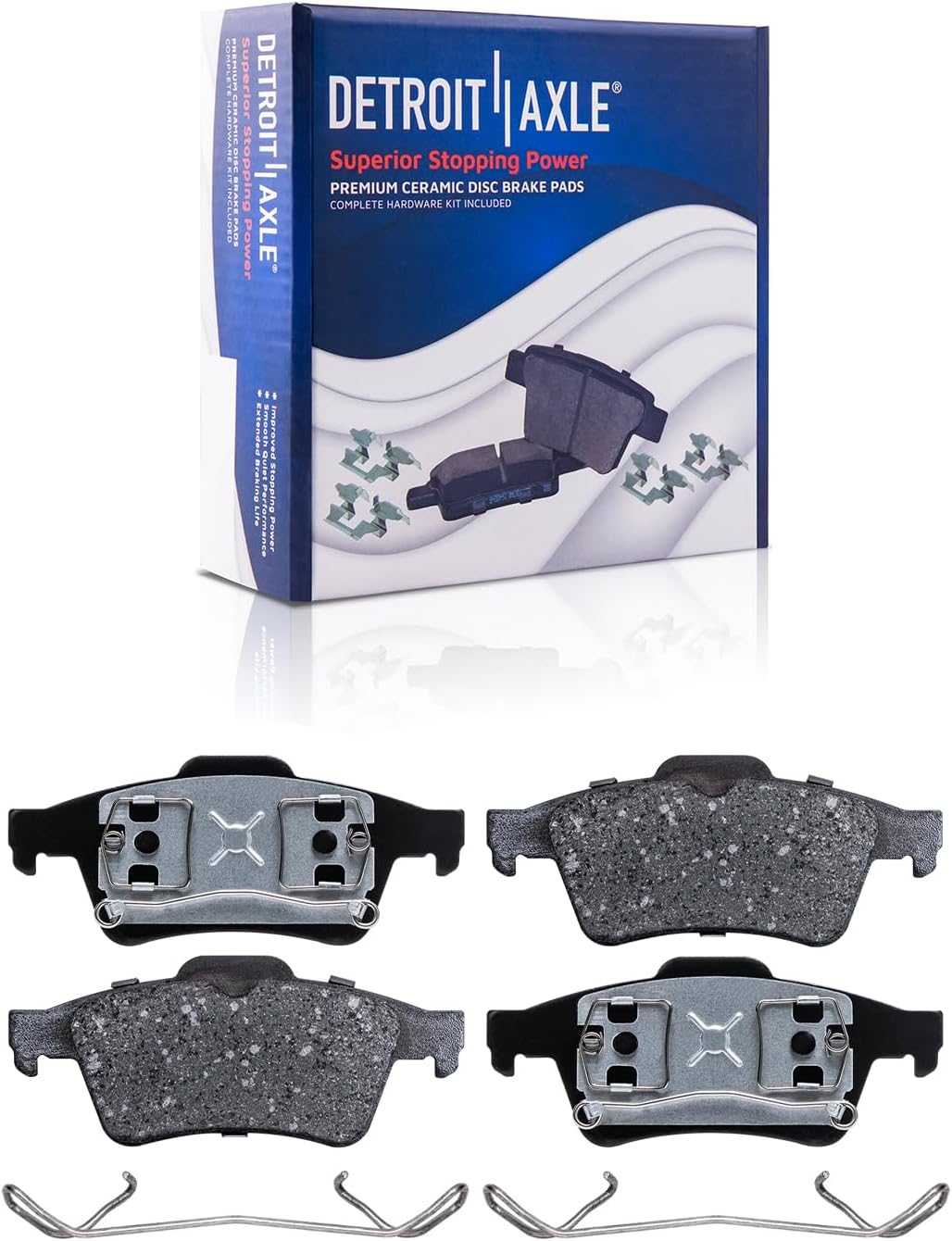 Detroit Axle - 8pc Brake Kit for 2004-2013 Mazda 3, Front and Rear Drilled & Slotted Disc Brake Rotors Ceramic Brake Pads Replacement: 10.94' inch Front and 10.43' Rear Rotor