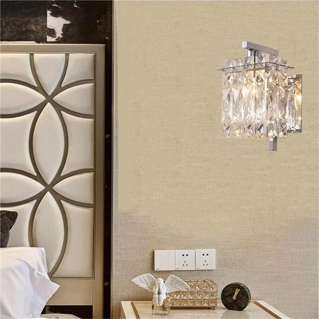 Modern Crystal Wall Sconce E14 Base Wall Lamp Crystal Bathroom Wall Mount Light Home Decoration Over Mirror Lamp Bedroom Wall Lamp for Bedside Living Room Hallway(Gold)(Silver)