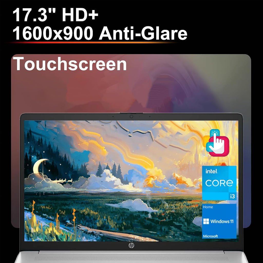 HP 17 Business Laptop 17.3' HD+ Touchscreen AMD 6-core Ryzen 5 7430U (Beats i7-1255U) 16GB RAM 1TB SSD Type-C Fast Charge Long-Lasting Battery Win11Pro ICP Hub