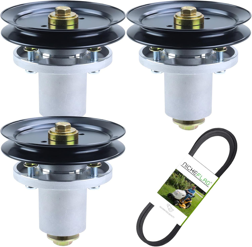 3 Pack 601804 Spindle Assembly with 604704 Spindle Pulley 604711 Belt (5/8x154) Replaces 607418 Spindle Assembly for Huster Raptor SD 60, Raptor 60, SD 60, Hustler XD 60, 932541 Decks
