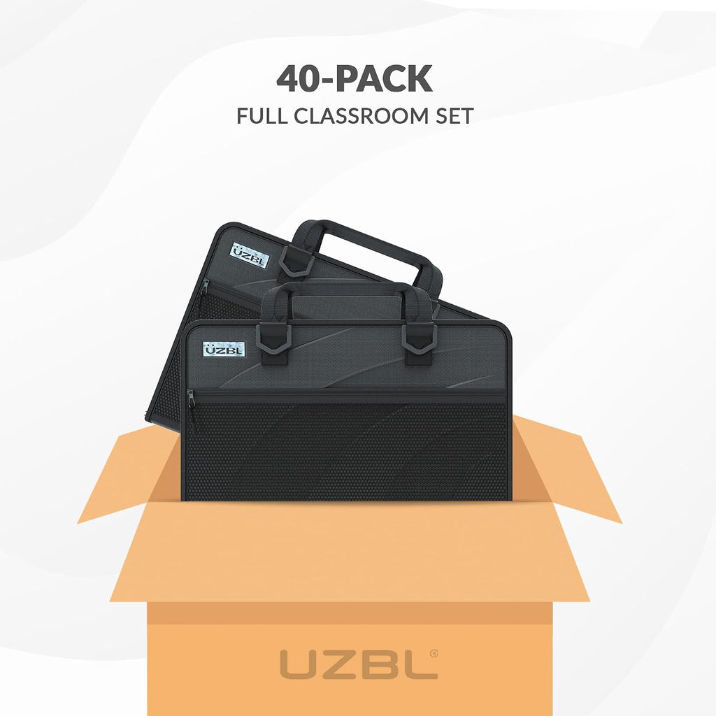 UZBL 13-14 Inch Zip Lite Always-on Chromebook Protective Hard Case with Accessory Pouch & Shoulder Strap (40 Pack)