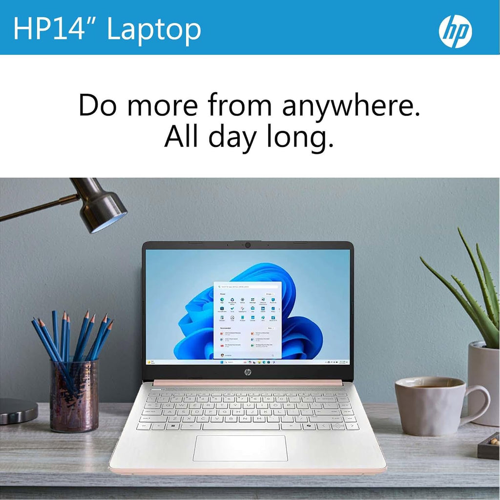 HP 14 Inch Business Laptop, Ultral Light Laptops for Student and Business, Intel Processor N150(Quad-Core), 4GB RAM, 128GB UFS, Wi-Fi 6, Fast Charge, 1-Year Office 365, Windows 11 Pro, Rose Gold