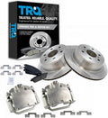 TRQ Rear Brake Pad and Rotor Set Ceramic Vented Rotors Calipers Compatible with 2007-2014 Chevrolet Avalanche Silverado Suburban Tahoe GMC Sierra Yukon XL 1500 Cadillac Escalade EXT ESV