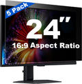[5 Pack] 24 Inch Computer Privacy Screen for 16:9 Aspect Ratio Widescreen Monitor, Eye Protection Anti Glare Blue Light Filter Shield, Removable Anti-Scratch Anti Spy Protector