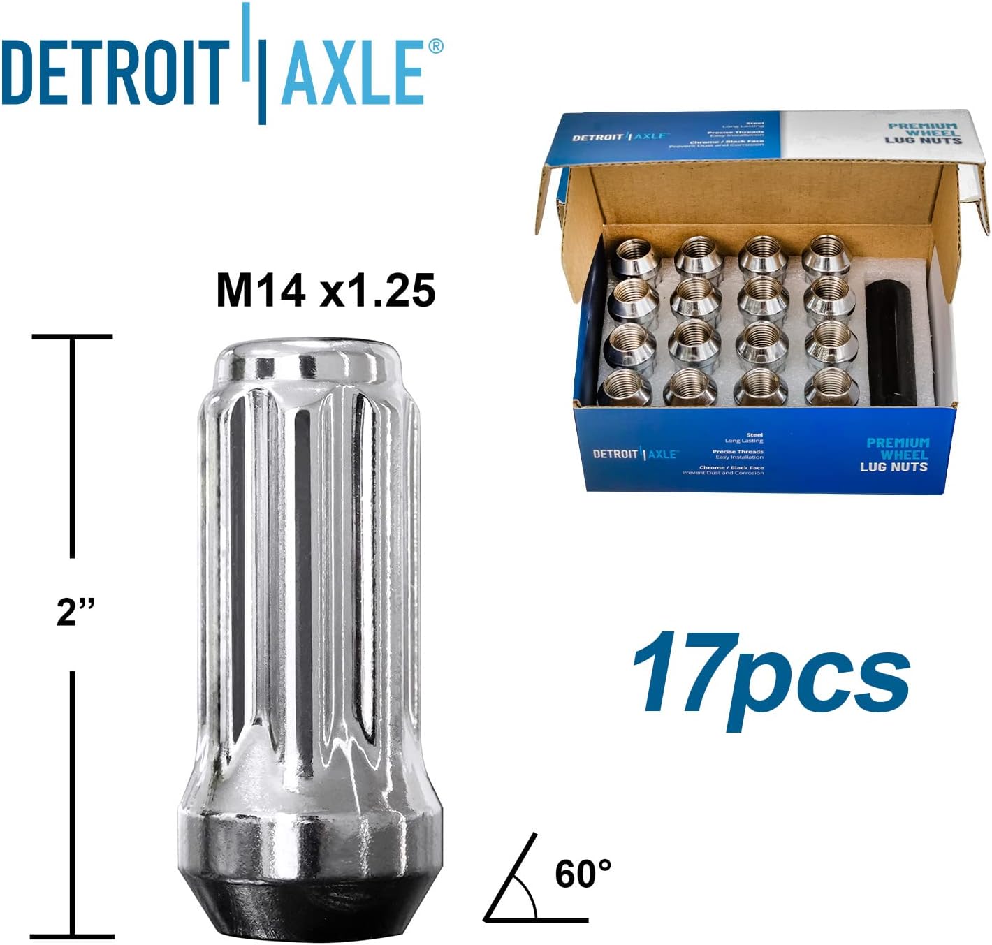 Detroit Axle - Brake Kit for Chevrolet GMC Avalanche Suburban Yukon XL 2500, Silverado Sierra 2500 3500 HD, Disc Brake Rotors Ceramic Brake Pads Wheel Lug Nuts Socket Keys Replacement