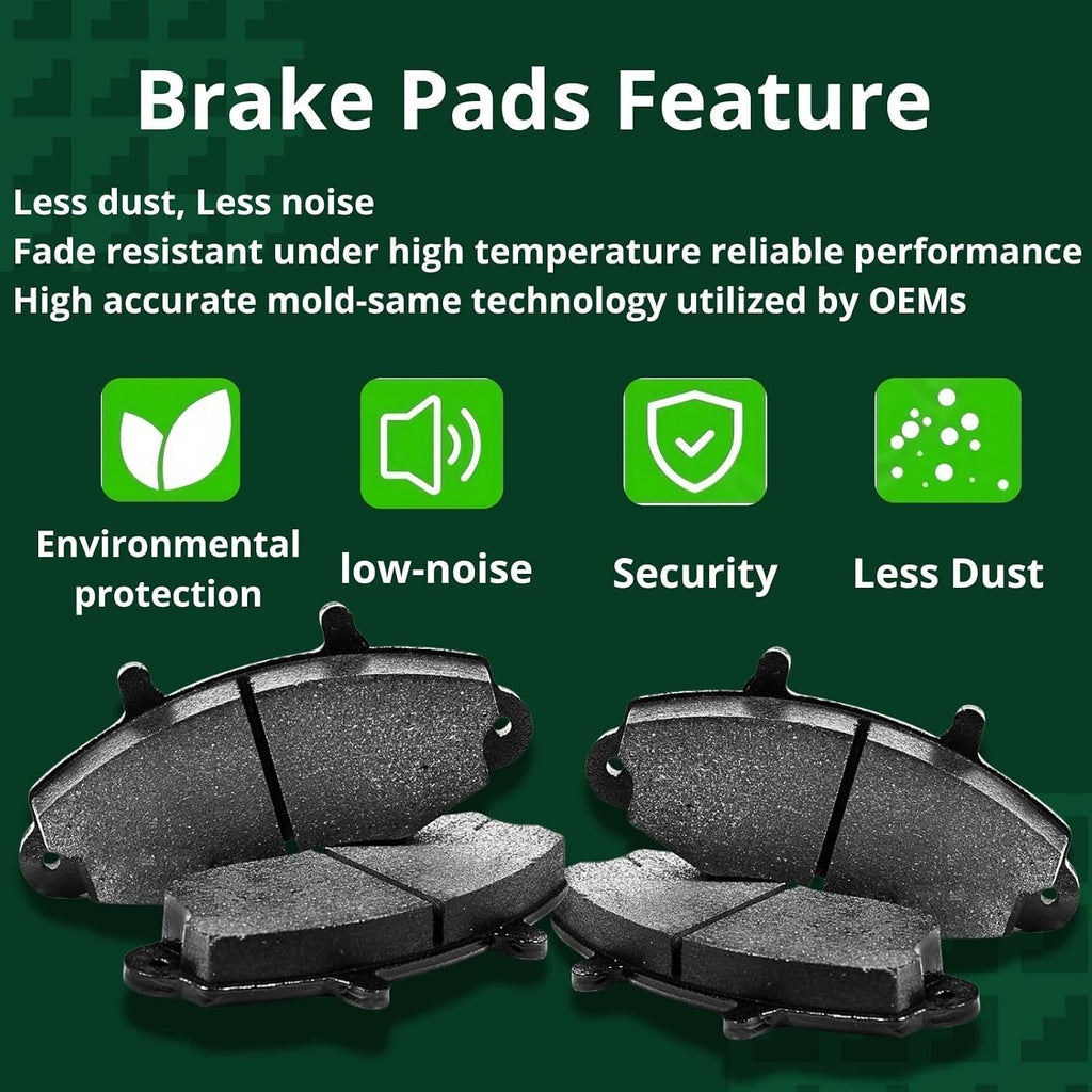 Brake Upgrade Kit, pack of 6 Front Rotors and Brake Pads Replacement fits Ford Fiesta 1.6L 2011 2012 2013 2014 2015 2016 2017 2018 2019, fits Ford Fiesta 1.0L 2014 2015 2016 2017