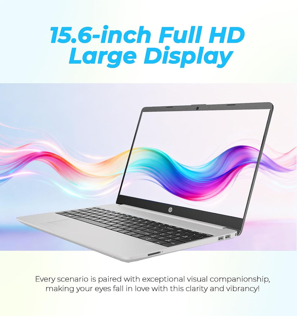 HP 255 G9 Business and Student Laptop | 15.6' FHD Display | Intel Dual Core Processor Series | Copilot AI-Ready | 32GB RAM | 1TB SSD | SD Card Reader | Long Battery | Wi-Fi 6 | Windows 11 Pro