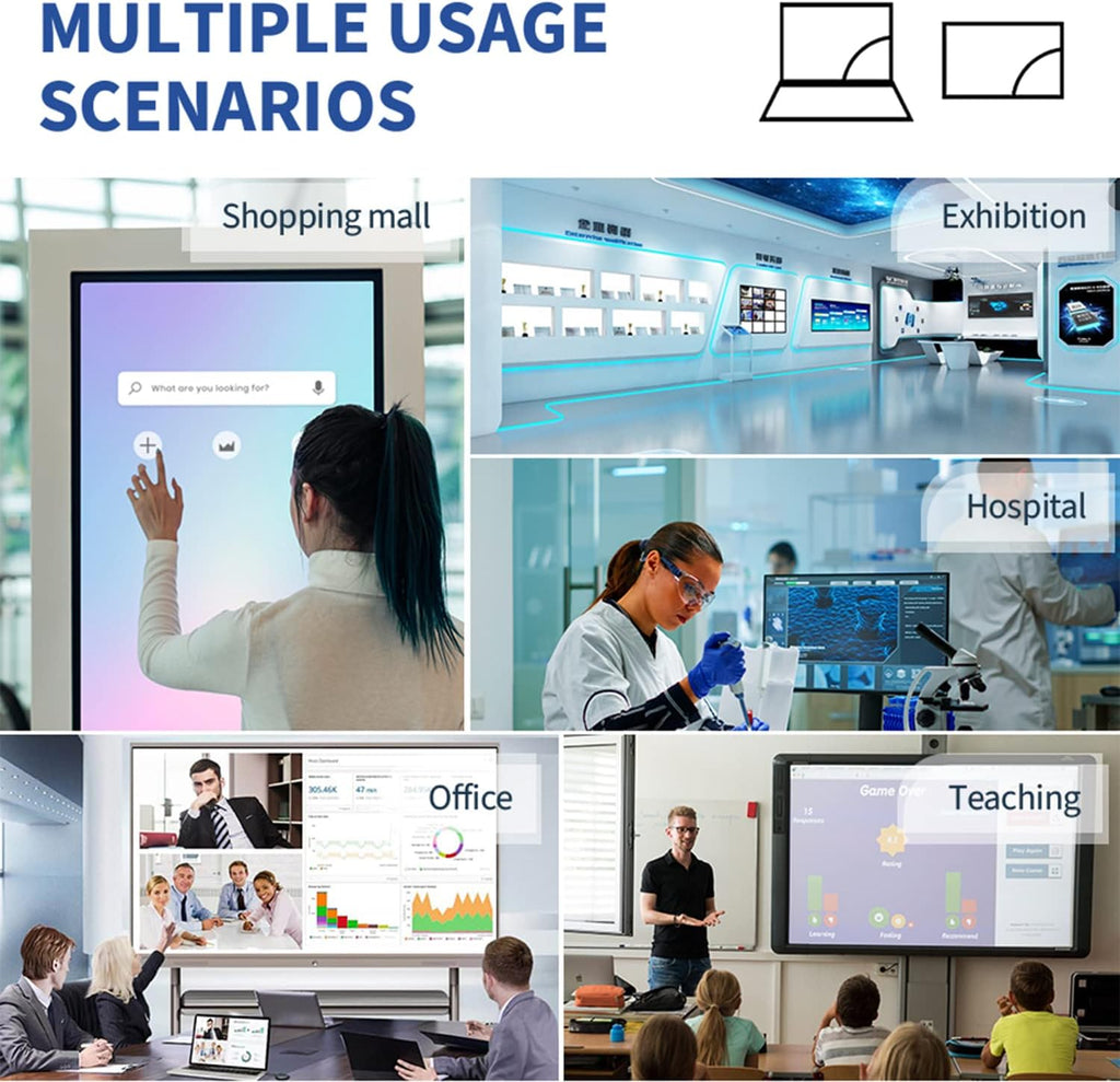 43 inch Capacitive Multi-Touch Screen Industrial Monitor, 16:9 Display 1920 x 1080P, Built-in Speakers, USB, VGA, DVI & HD-MI Ports, Digital Signage Displays and Player for Advertising