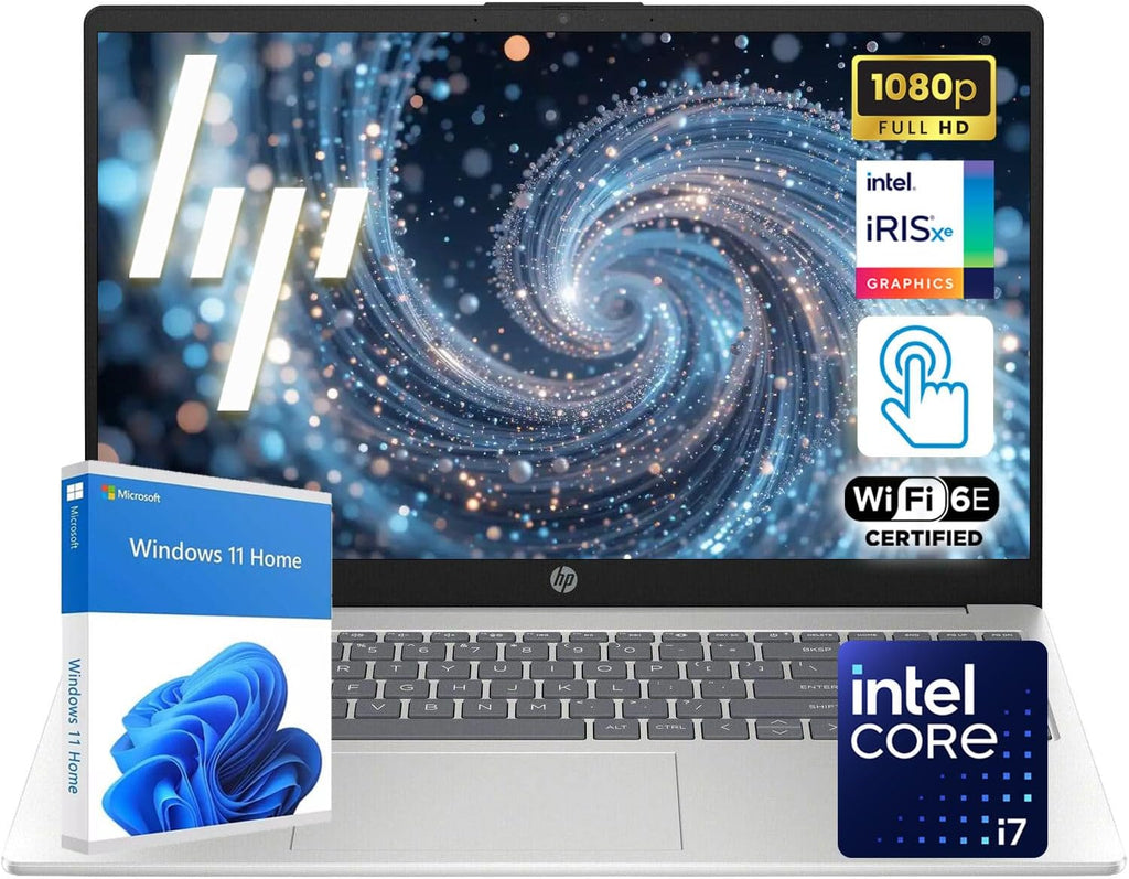 HP 15.6' FHD IPS Touchscreen Laptop | Intel Core i7 Processor | 16GB DDR4 RAM | 256GB PCIe SSD | Windows 11 | Wi-Fi 6E | Full-Size Keyboard with Numeric Keypad | Privacy Camera Shutter & Mic Mute