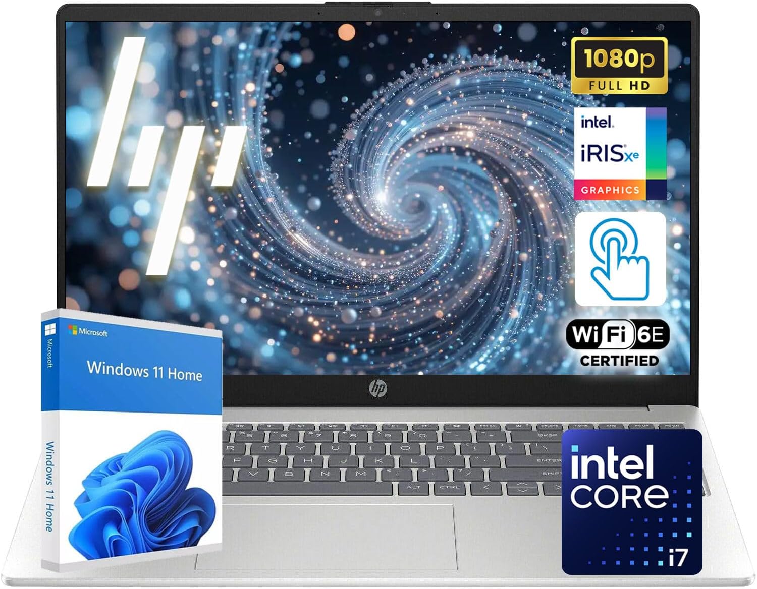 HP 15.6' FHD IPS Touchscreen Laptop | Intel Core i7 Processor | 16GB DDR4 RAM | 256GB PCIe SSD | Windows 11 | Wi-Fi 6E | Full-Size Keyboard with Numeric Keypad | Privacy Camera Shutter & Mic Mute