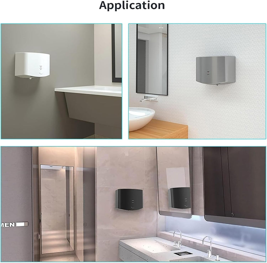 Electric Hand Dryers for Toilets Commercial, Turbo Hand Dryer, High Velocity Low Energy Eco Friendly Electric Dryer, Hand Dryer for Toilets,Gold (Silver)