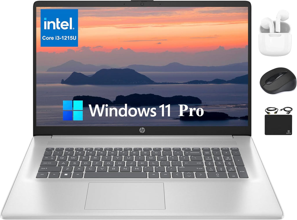 HP 2024 17 Pavilion Laptop, 17.3'' FHD IPS Anti-Glare Display, 6-Core Intel i3-1215U, 16GB RAM, 512GB SSD, Wi-Fi, Privacy Camera, Fast Charge, Long Battery, Windows 11 Pro +HubxcelAccessory