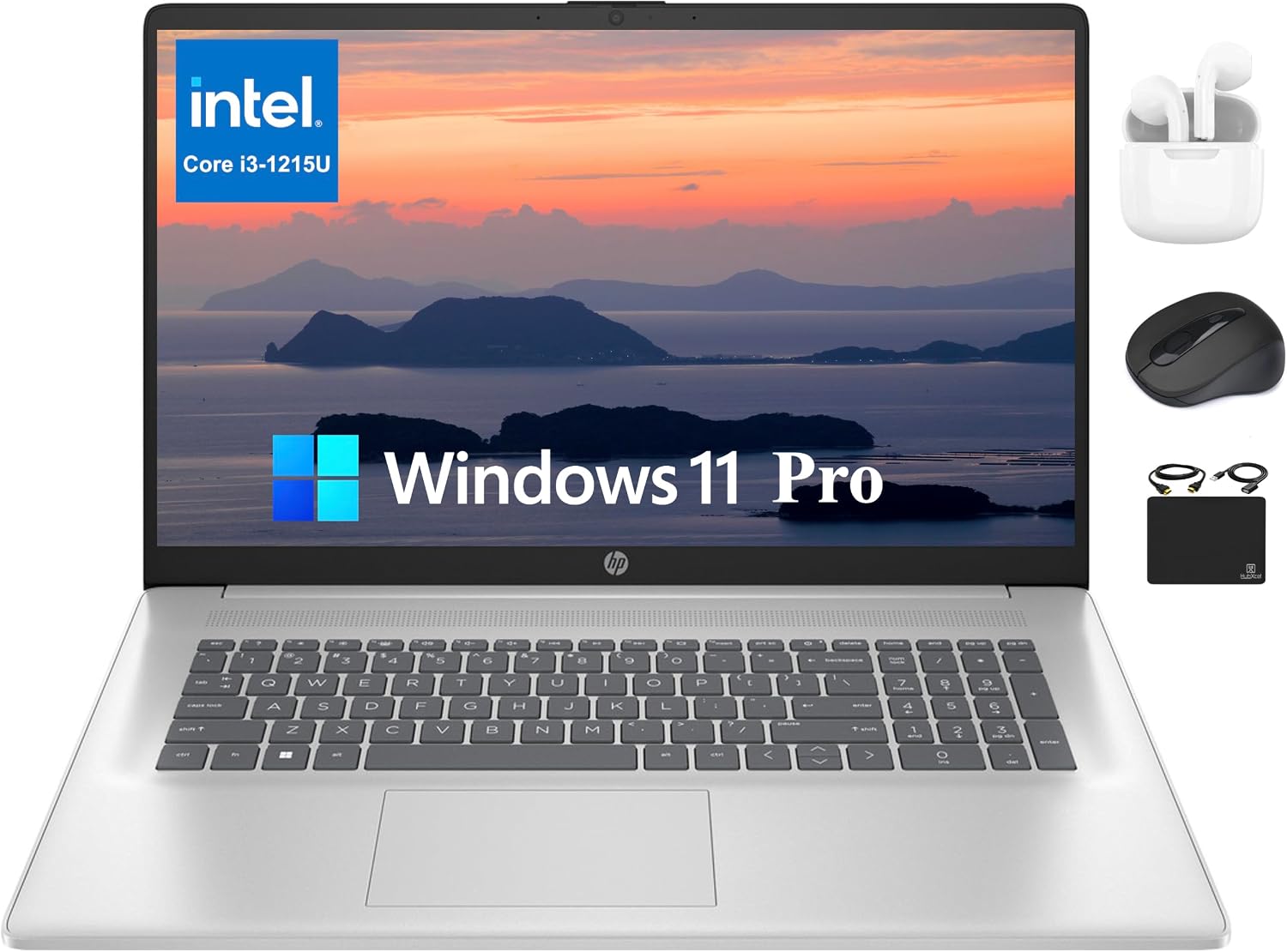 HP 2024 17 Pavilion Laptop, 17.3'' FHD IPS Anti-Glare Display, 6-Core Intel i3-1215U, 16GB RAM, 512GB SSD, Wi-Fi, Privacy Camera, Fast Charge, Long Battery, Windows 11 Pro +HubxcelAccessory