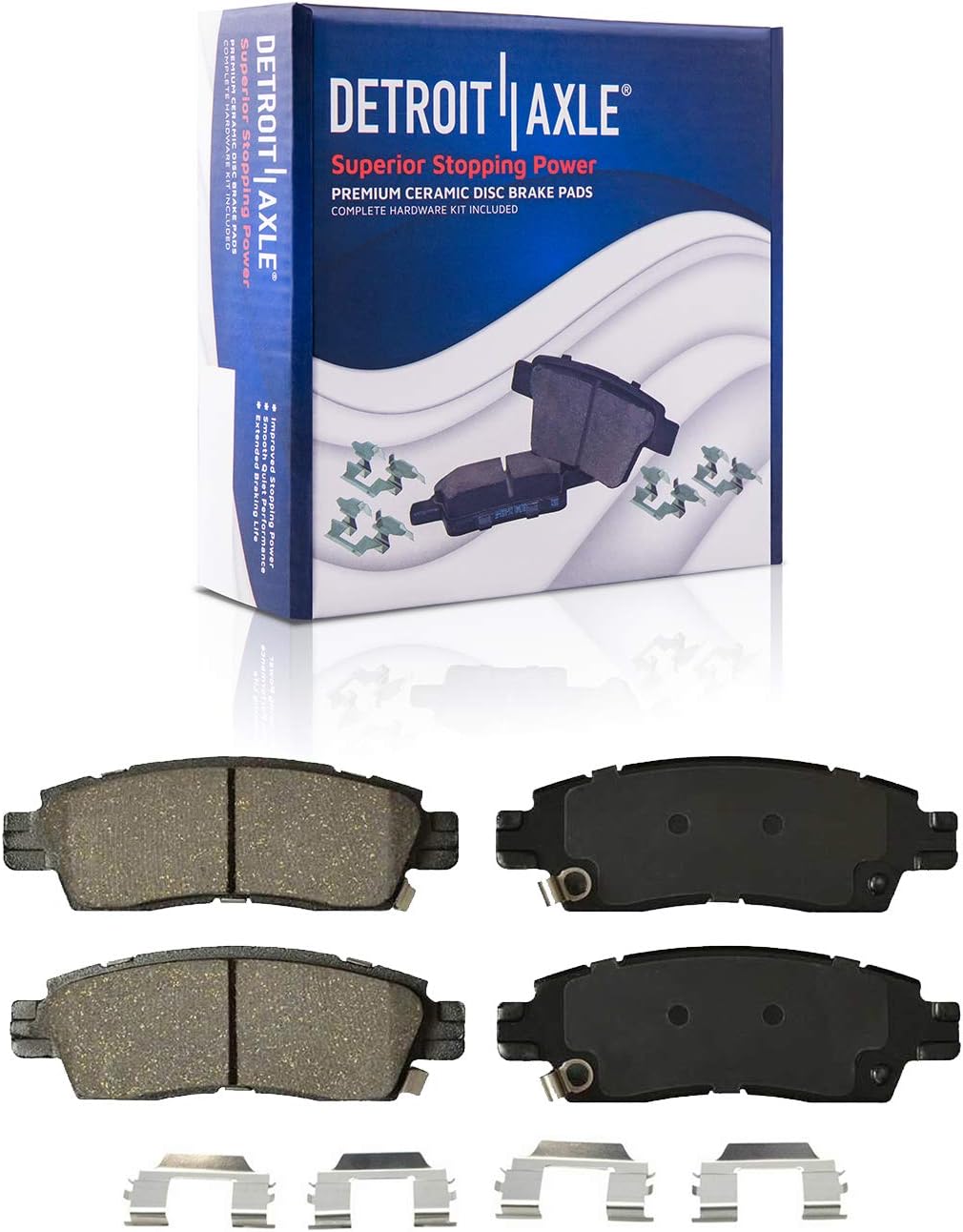 Detroit Axle - Rear Brake Kit for Chevy Trailblazer EXT GMC Envoy XL XUV Buick Rainier Olds Bravada Saab 9-7X, 12.80'' inch Disc Brake Rotors Ceramic Brake Pads Brake Caliper Replacement