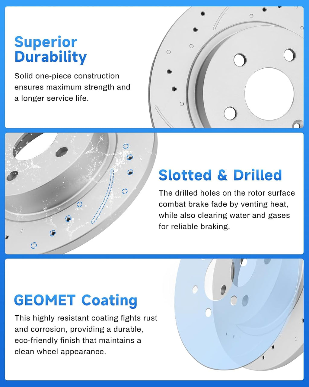 Anpulsero Rear Brake Pads And Rotors Kit Compatible with 2006-2020 Dodge Charger, 09-18 Challenger, Automotive Replacement Brake Kits Geomet 53021 D1057-7964 Drilled And Slotted Rotors 320mm(12.6in)
