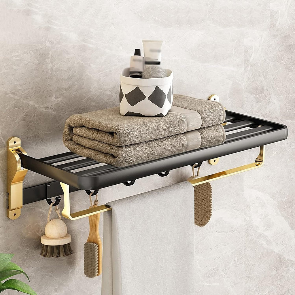 TOMYEUS Shower Caddy Bathroom Shelf Towel Racks for Bathroom,Bathroom Towel Shelf,Wall Mounted Multifunctional Double Towel Bars，22.8 Inch Wall Mount Holder Shower Organizer