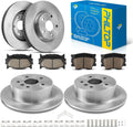 PHILTOP Front & Rear Brake Kit For 2007-2011 Toyota Camry, Disc Rotors with Ceramic Brake Pads Replace # 31433+D1212+31434+D1293, Rear 11.06（281mm）,Front 11.65（296mm）