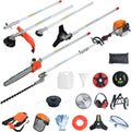 2025 Upgrated 8 Functions Gas Powered Weed Eater 2.3KW Powerful Gas Weed Wacker, String Trimmer, Brush Cutter with Extension Pole Air-Cooled 1.2L Gas Tank 9500rpm 52cc 2-Stroke