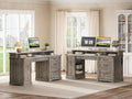 RALGEND 2 Pack 55'' Farmhouse Executive Desk with Drawers, Computer Desk with File Cabinet and Side Bookshelf, Writing Gaming Desk with Monitor Stand, Greige