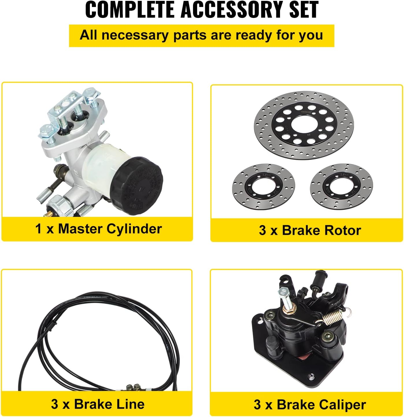 Vevor Go Kart Brake Master Cylinder Kit Go Kart Hydraulic Brake Kit Universal Go Karts Brake Kit Kandi Complete Including Master Cylinder, Hose, Caliper, Pad for 150cc : Automotive