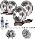 Detroit Axle - Brake Kit for Buick Enclave Chevy Traverse GMC Acadia Saturn Outlook Front & Rear Drilled & Slotted Brake Rotors and Ceramic Brakes Pads + Front Wheel Bearing Hubs Replacement