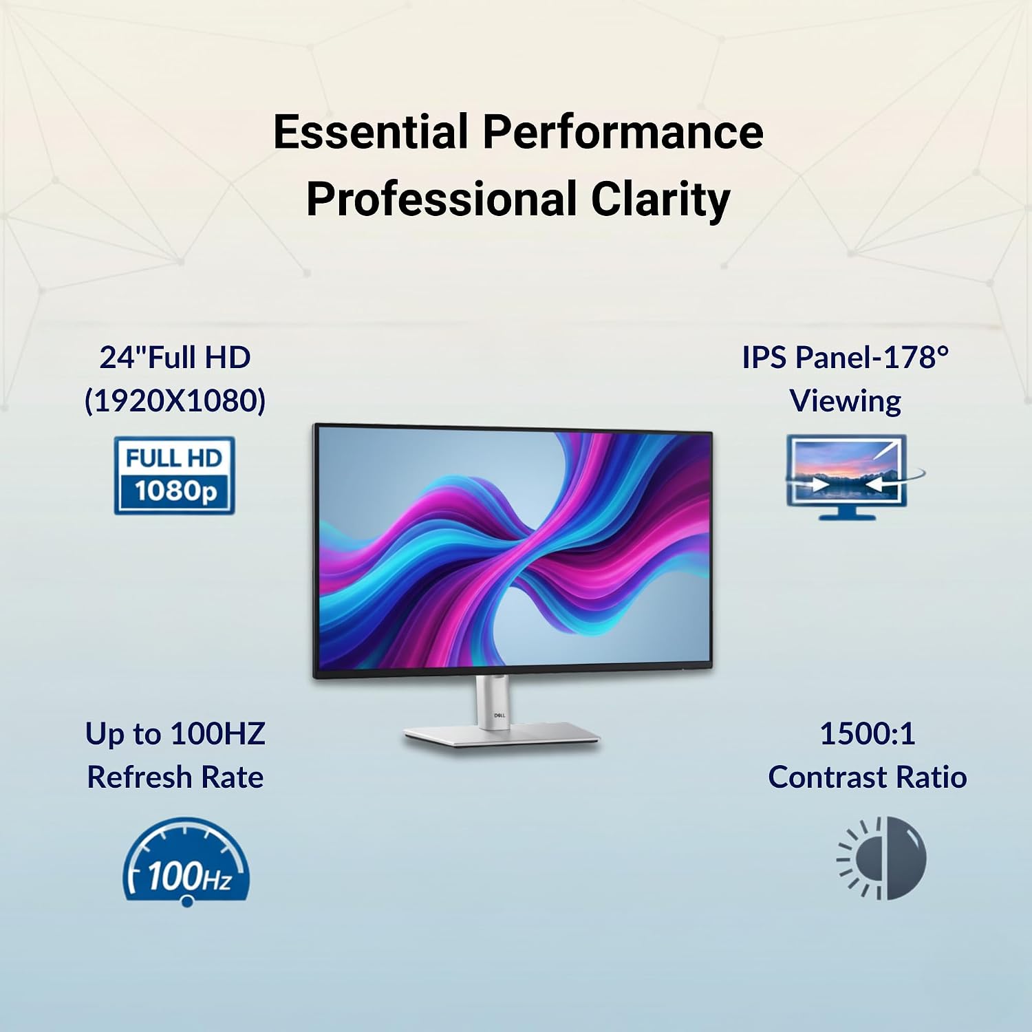 Dell P2425H Computer Monitor Screen 24' 16:9 IPS Display with Stand - 100Hz Full HD, 1920 x 1080 with DisplayPort, HDMI, USB 3.0 Upstream & Power Cable - New